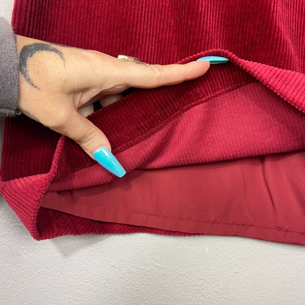 Loft Corduroy Mini Skirt Size 14 Dark Red Preppy Twee Holiday French Classic Y2K - Picture 2 of 8